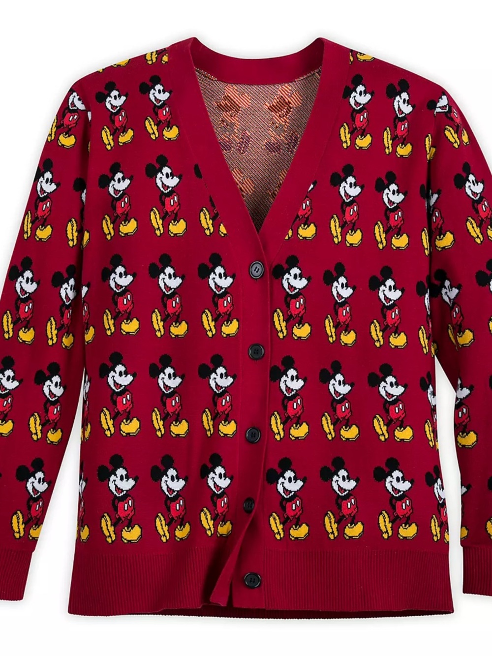 Disney Red Mickey Mouse All-Over V-Neck Cardigan